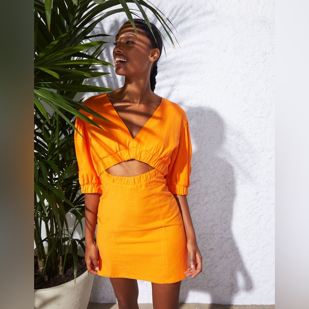 Bershka orange dress size large new with tags blogger fav